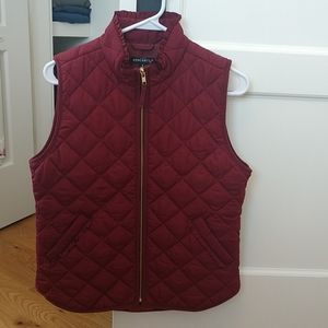 NWOT J. Crew Mercantile Ruffled Vest Dark Wine